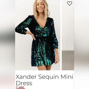 Baltic Born Xander Sequin Dress Green heart- Blue S  NWT